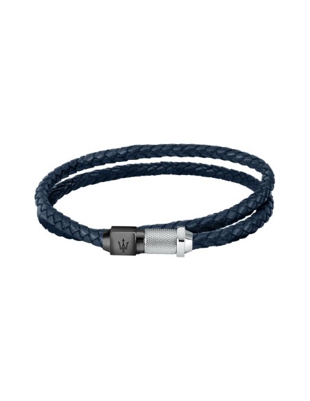 Bracciale MASERATI uomo pelle blu / acciaio (JM223AVE19)