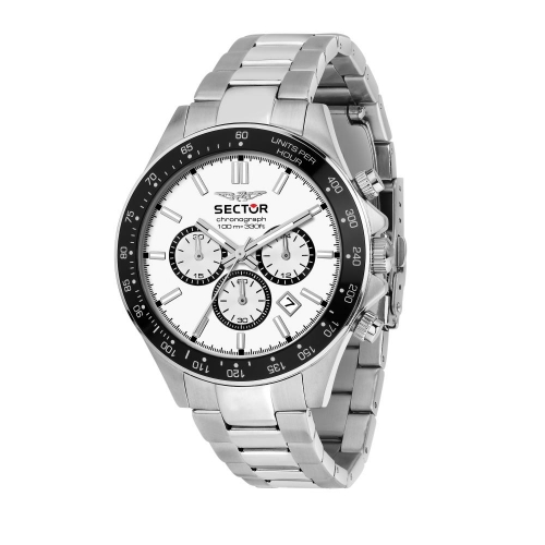 Sector 230 43mm chro white dial br ss