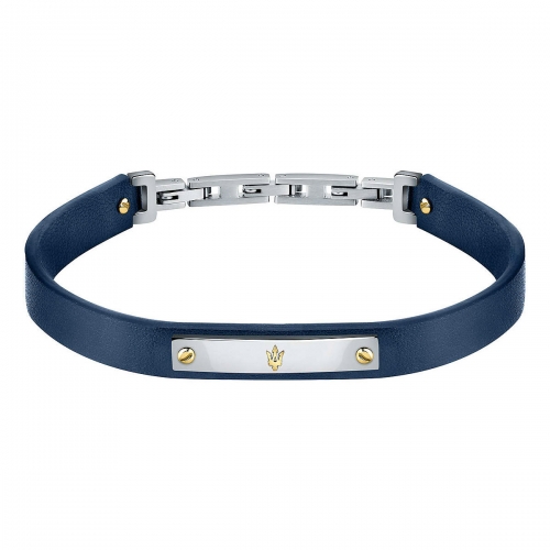 Bracciale MASERATI uomo pelle blu / acciaio