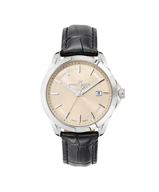 Orologio Da Polso Rotondo In Pelle Nera – Quadrante 3,5 Cm – Cinturino 24 Cm