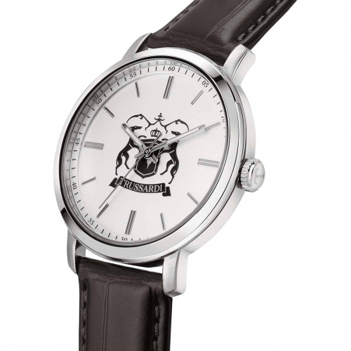 Trussardi T-couple 41mm 3h wsilver dial brown st
