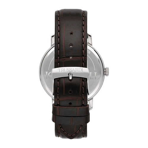 Trussardi T-couple 41mm 3h wsilver dial brown st