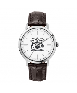 Trussardi T-couple 41mm 3h wsilver dial brown st