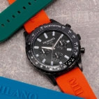 Orologio TRUSSARDI uomo T-logo multi gomma arancio / nero