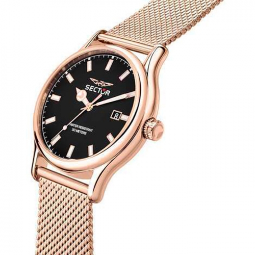 Sector 660 43mm 3h black dial mesh band rg