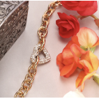 Bracciale MORELLATO Incontri acciaio dorato cuore con strass