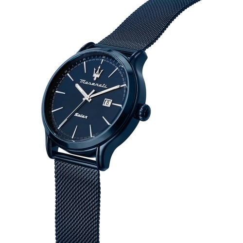 Orologio MASERATI uomo Solar acciaio mesh blu /...