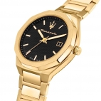 Orologio MASERATI uomo Stile data acciaio dorato / nero