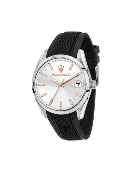Orologio MASERATI uomo Attrazione datario gomma nera / bianco