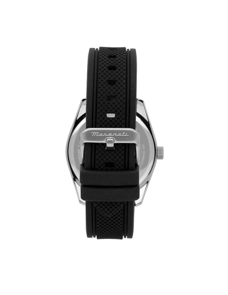 Orologio MASERATI uomo Attrazione datario gomma nera / bianco