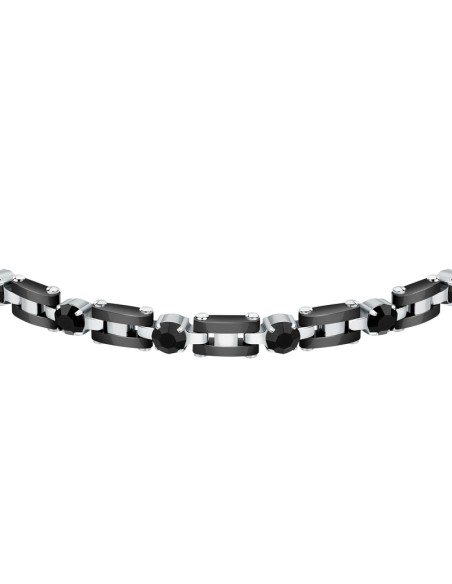 Bracciale MORELLATO uomo Motown acciaio / pietre nere