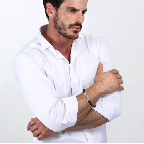 Bracciale SECTOR uomo Bandy pelle marrone - 22 cm