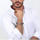Bracciale SECTOR uomo Bandy pelle nero - 20 cm