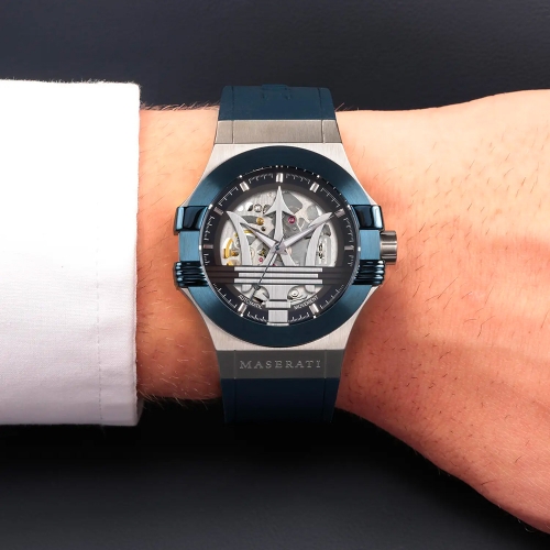 Maserati Stile Orologio Uomo Automatico 45mm - Quadrante Blu, Cinturino In Acciaio, R8823142004