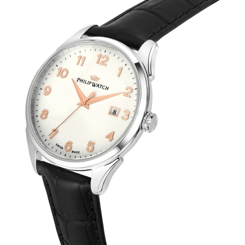 Orologio PHILIP WATCH uomo Roma data pelle nero...
