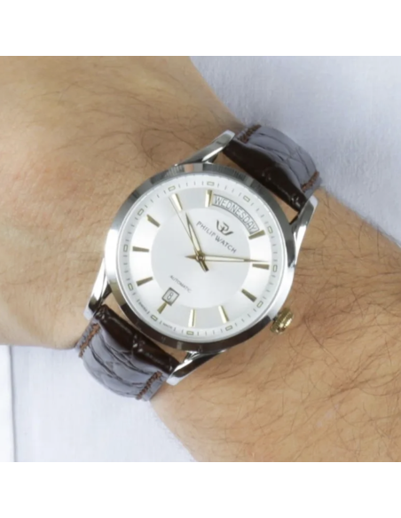Orologio PHILIP WATCH uomo Sunray automatico pelle marrone