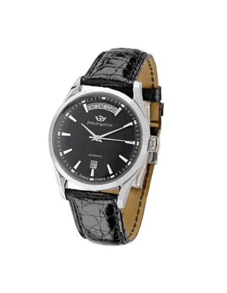 Orologio PHILIP WATCH uomo Sunray automatico day-date pelle nero