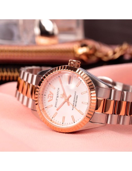 Orologio PHILIP WATCH donna Caribe data acciaio / oro rosa