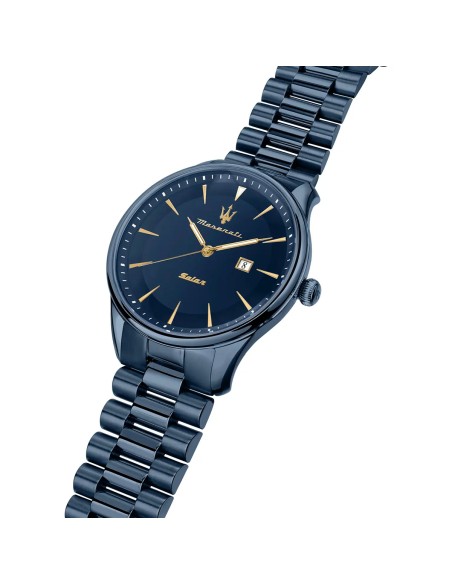 Orologio MASERATI uomo Solar blue edition datario acciaio blu