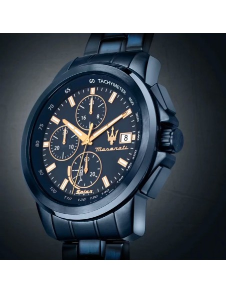 Orologio MASERATI uomo Solar blue cronografo acciaio blu