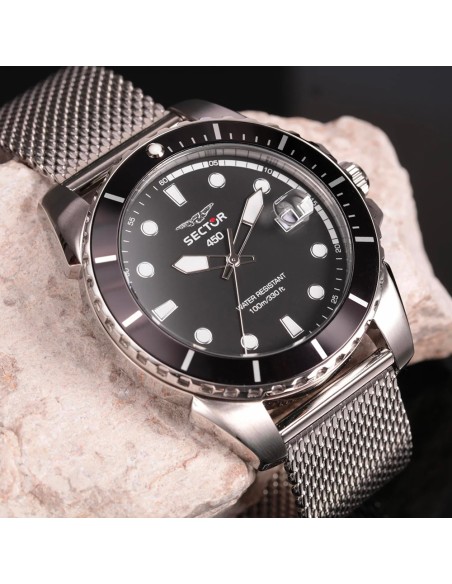 Orologio SECTOR uomo 450 datario acciaio mesh / nero