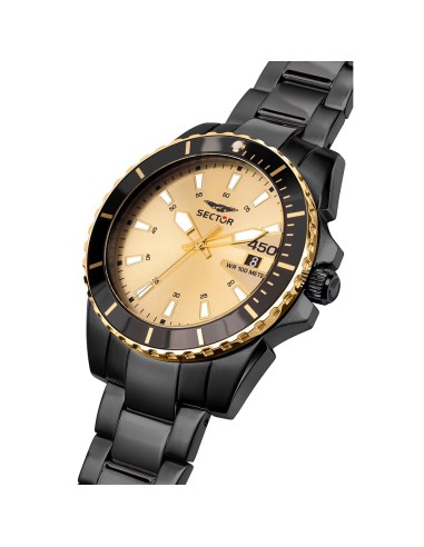 Orologio SECTOR uomo 450 data acciaio nero / gold
