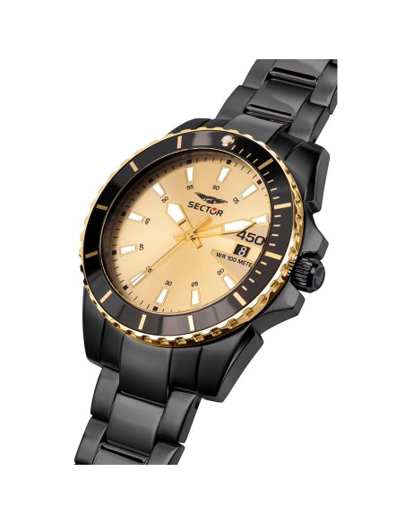Orologio SECTOR uomo 450 data acciaio nero / gold