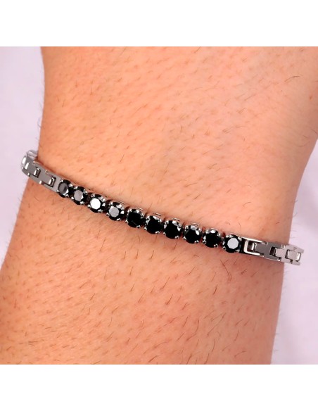 Bracciale MORELLATO uomo Tennis acciaio / cristalli neri