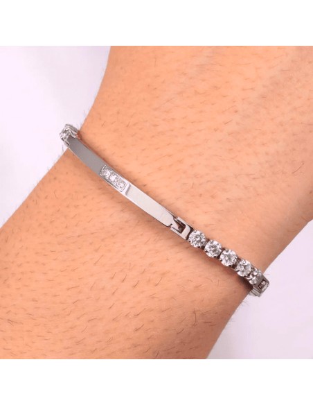 Bracciale MORELLATO uomo Tennis acciaio / cristalli bianchi