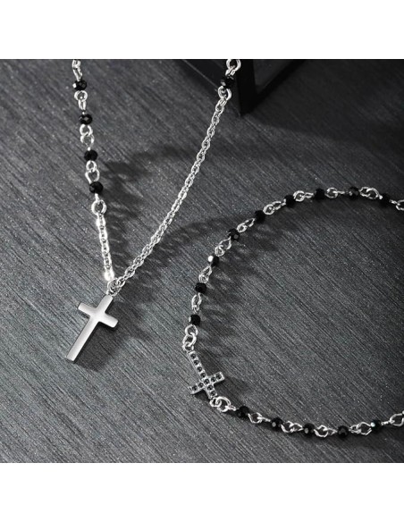 Collana MORELLATO uomo Cross acciaio / nero / croce