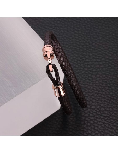 Bracciale MORELLATO uomo Moody pelle marrone / oro rosa