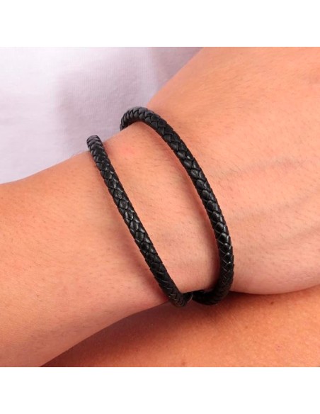 Bracciale MORELLATO uomo Moody pelle nero / acciaio