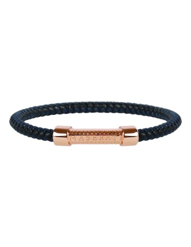Bracciale MASERATI uomo Logo pelle blu / oro rosa