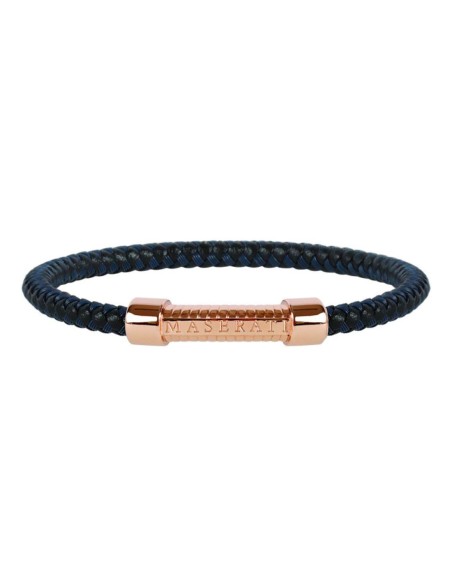 Bracciale MASERATI uomo Logo pelle blu / oro rosa