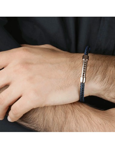 Bracciale MASERATI uomo Logo pelle blu / oro rosa