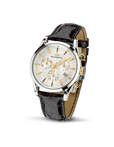 Orologio PHILIP WATCH uomo Sunray crono pelle marrone / bianco