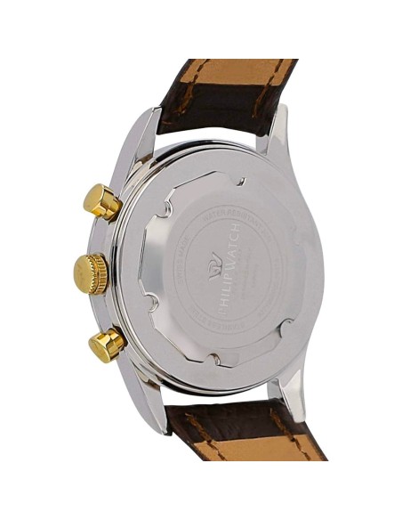 Orologio PHILIP WATCH uomo Sunray crono pelle marrone / bianco