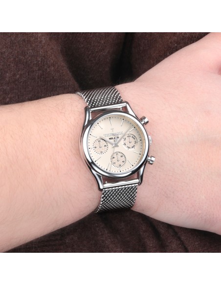 Orologio TRUSSARDI uomo T-light multi acciaio mesh / beige