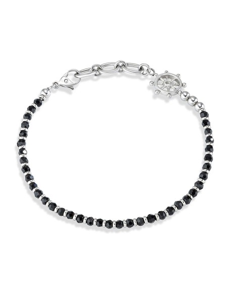 Bracciale SECTOR uomo Marine acciaio / brillanti neri / timone