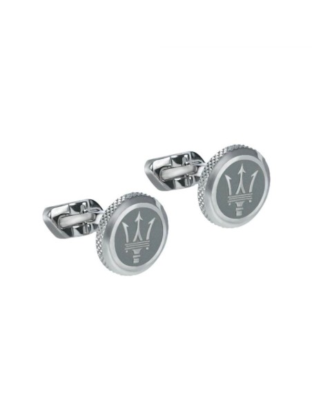 Gemelli MASERATI uomo tondi acciaio logo