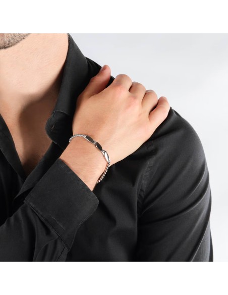 Bracciale MASERATI uomo Signature acciaio / nero