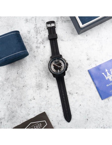 Orologio MASERATI uomo Sfida datario gomma nero