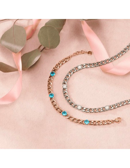 Bracciale MORELLATO donna Poetica acciaio dorato / cristalli blu