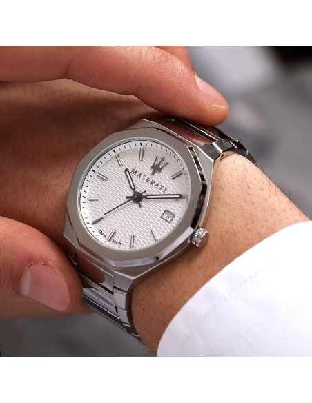 Orologio MASERATI uomo Stile datario acciaio / bianco