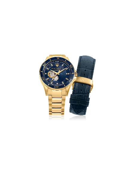 Orologio MASERATI uomo Sfida Automatico dorato / blu