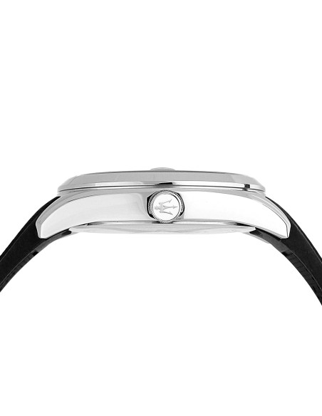 Orologio MASERATI uomo Attrazione datario gomma nera / bianco