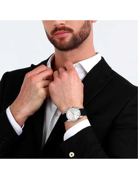 Orologio MASERATI uomo Attrazione datario gomma nera / bianco