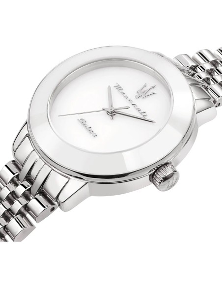 Orologio MASERATI donna Successo Solar acciaio / bianco