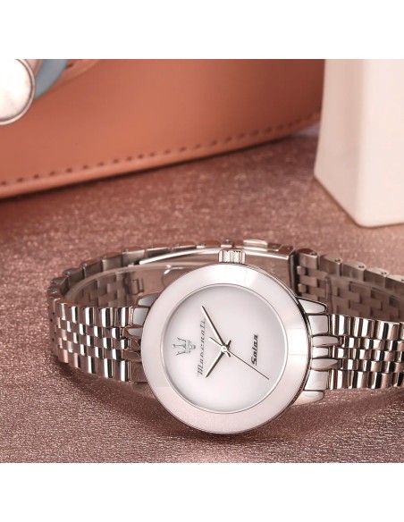 Orologio MASERATI donna Successo Solar acciaio / bianco
