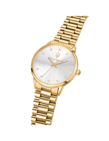 Orologio MASERATI donna Royale Diamond tempo dorato / bianco